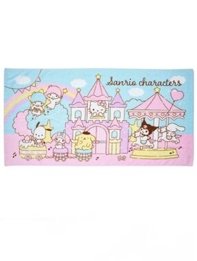 Sanrio Characters Castle Amusement park Theme Pastel Bath Towel